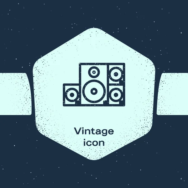 Grunge Linka Stereo Reproduktor Ikona Izolované Modrém Pozadí Reproduktory Zvukového — Stockový vektor