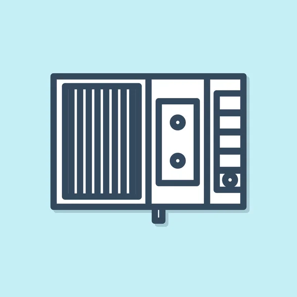 Blue Line Music Tape Player Icon Isolated Blue Background Portable — ストックベクタ