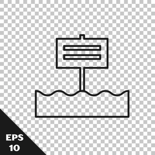Schwarze Linie Leere Holzschild Symbol Isoliert Auf Transparentem Hintergrund Vektorillustration — Stockvektor