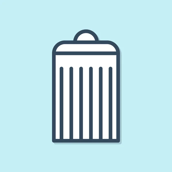 Blue Line Trash Can Icon Isolated Blue Background Garbage Bin — Stock Vector