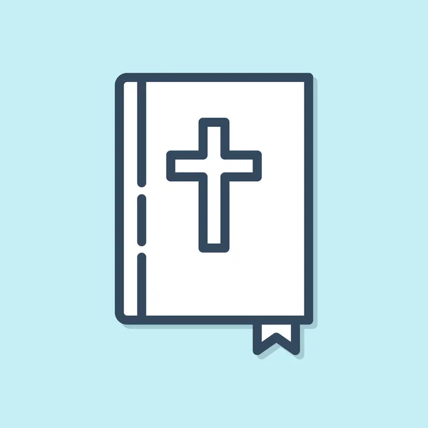 Blå Linje Heliga Bibel Bok Ikon Isolerad Blå Bakgrund Vektor — Stock vektor