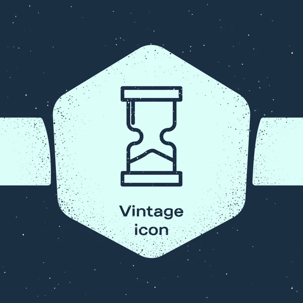 Línea Grunge Reloj Arena Antiguo Con Icono Arena Que Fluye — Vector de stock