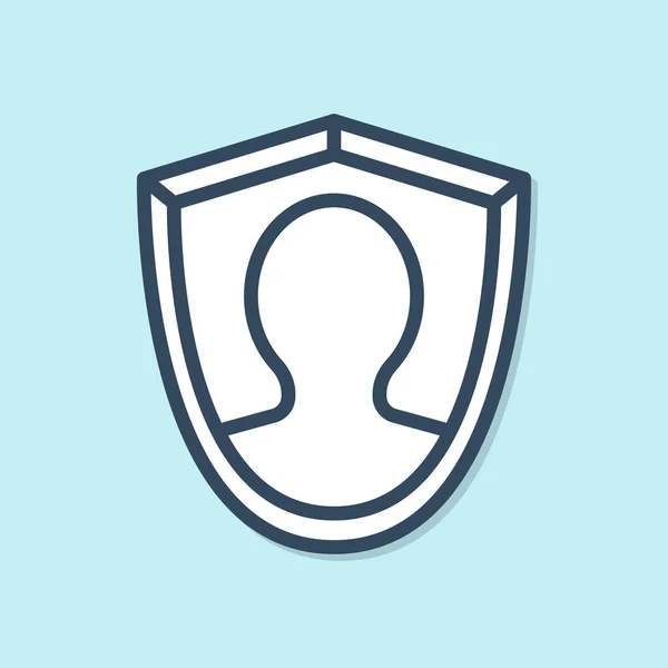 Modrá Čára Ikona Ochrany Uživatele Izolovaná Modrém Pozadí Bezpečné Přihlášení — Stockový vektor