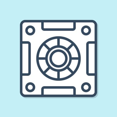 Mavi arka planda yalıtılmış Mavi çizgi Güvenli simgesi. Kapı kasası, kombine kilidi olan bir banka kasası. Güvenilir veri koruması. Vektör İllüstrasyonu