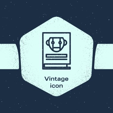 Grunge hattı Mavi arka planda yalıtılmış kullanım kılavuzu simgesi. Kullanım kılavuzu kitabı. Talimat işareti. Kullanmadan önce okuyun. Tek renkli vintage çizim. Vektör İllüstrasyonu