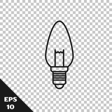 Şeffaf arka planda izole fikir simgesi kavramı ile Siyah hat Ampul. Enerji ve fikir sembolü. İlham kavramı. Vektör İllüstrasyonu