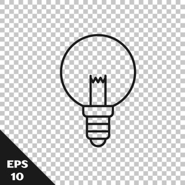 Şeffaf arka planda izole fikir simgesi kavramı ile Siyah hat Ampul. Enerji ve fikir sembolü. İlham kavramı. Vektör İllüstrasyonu