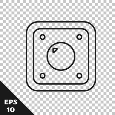 Siyah çizgi elektrik düğmesi simgesi şeffaf arkaplanda izole edildi. Açık ve kapalı simgesi. Loş ışık düğmesi işareti. Enerji tasarrufu kavramı. Vektör İllüstrasyonu