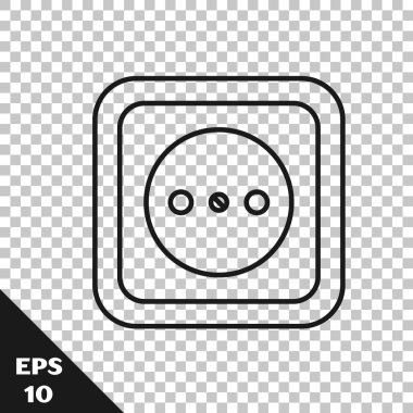 Siyah çizgi elektrik çıkış simgesi şeffaf arkaplanda izole edildi. Elektrik prizi. Rosette sembolü. Vektör İllüstrasyonu