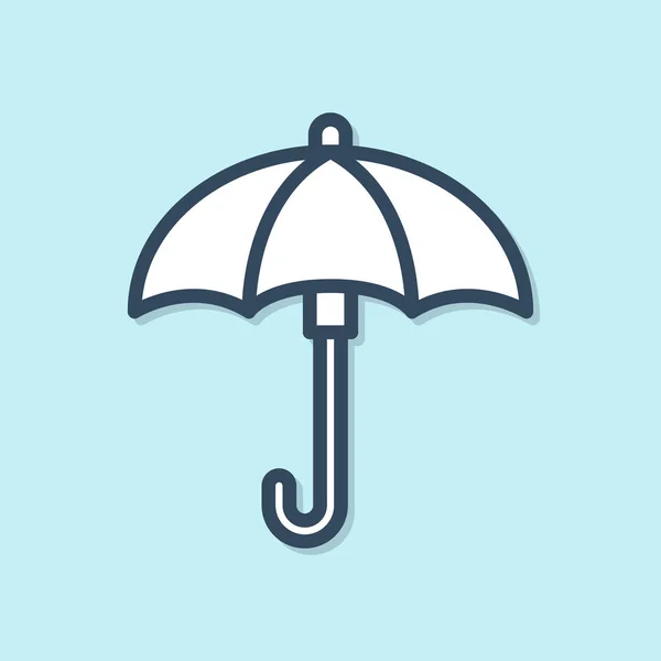 Ikon Umbrella Garis Biru Diisolasi Dengan Latar Belakang Biru Ikon - Stok Vektor