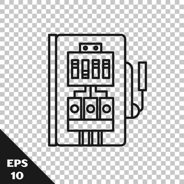 Siyah çizgi elektrik panel simgesi şeffaf arkaplanda izole edildi. Vektör İllüstrasyonu