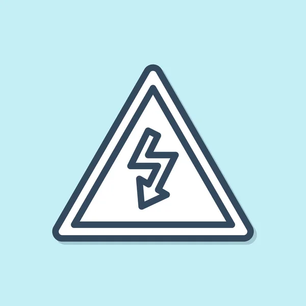 Blue Line High Voltage Sign Icon Isolated Blue Background Danger — Stock Vector