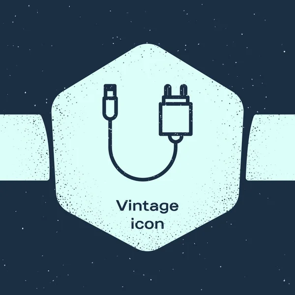 Grunge Ligne Chargeur Icône Isolée Sur Fond Bleu Dessin Vintage — Image vectorielle