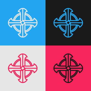 Renk arkaplanı üzerinde izole edilmiş Kelt çizgi simgesi. Aziz Patrick gününüz kutlu olsun. Klasik tarzda çizim. Vektör İllüstrasyonu