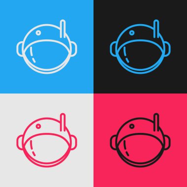 Renk çizgisi astronot başlığı simgesi renk arkaplanında izole edildi. Klasik tarzda çizim. Vektör İllüstrasyonu