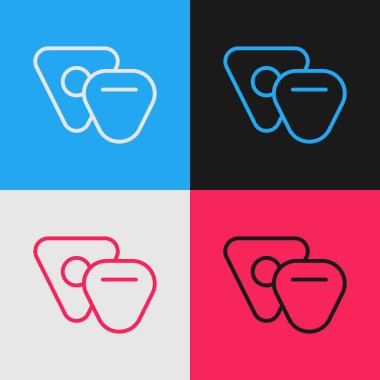 Renk çizgisi Gitar seçimi simgesi renk arkaplanında izole edildi. Müzik aleti. Klasik tarzda çizim. Vektör İllüstrasyonu