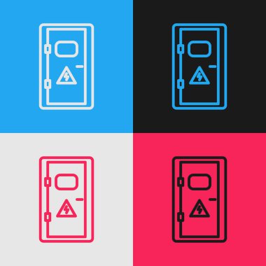 Renk çizgisi elektrik kabine simgesi renk arkaplanında izole edildi. Klasik tarzda çizim. Vektör İllüstrasyonu