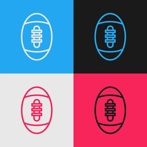 Línea Color American Football Ball Icono Aislado Fondo Color Icono — Vector de stock