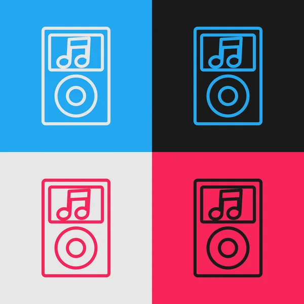 Linia Kolorów Ikona Odtwarzacza Muzyki Izolowana Tle Koloru Przenośne Urządzenie — Wektor stockowy