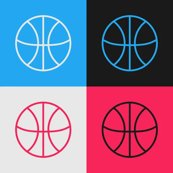 Línea Color Icono Pelota Baloncesto Aislado Sobre Fondo Color Símbolo — Vector de stock