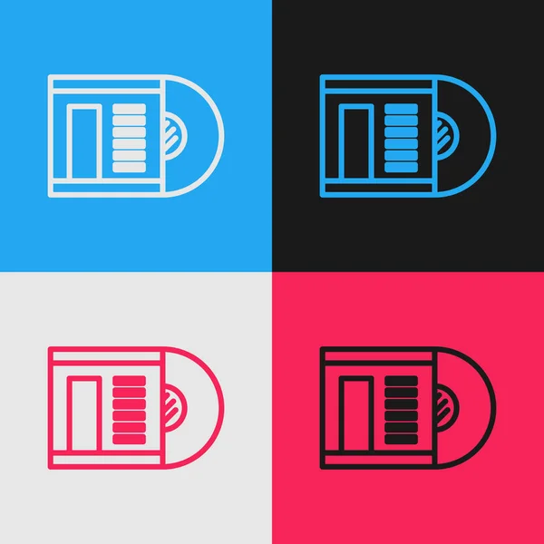 Línea de color Icono de disco de vinilo aislado sobre fondo de color. Dibujo de estilo vintage. Ilustración vectorial — Vector de stock