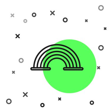 Siyah çizgi gökkuşağı beyaz arka planda izole edilmiş bulut simgesi. Vektör İllüstrasyonu