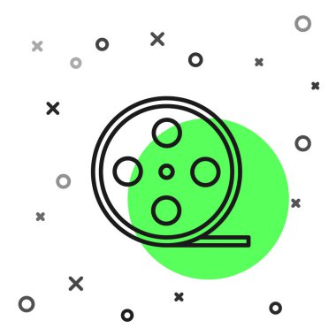 Siyah çizgi film makarası simgesi beyaz arkaplanda izole edildi. Vektör İllüstrasyonu