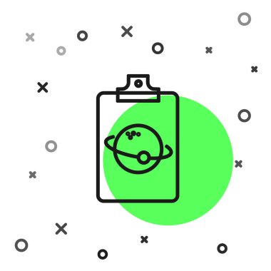 Siyah çizgi gezegen simgesi beyaz arkaplanda izole edildi. Vektör İllüstrasyonu