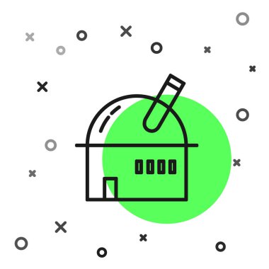 Astronomik Gözlemevi simgesi beyaz arkaplanda izole edilmiş. Teleskoplu bir gözlemevi. Bilimsel kurum. Vektör İllüstrasyonu