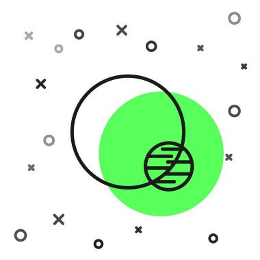 Siyah çizgi gezegen simgesi beyaz arkaplanda izole edildi. Vektör İllüstrasyonu