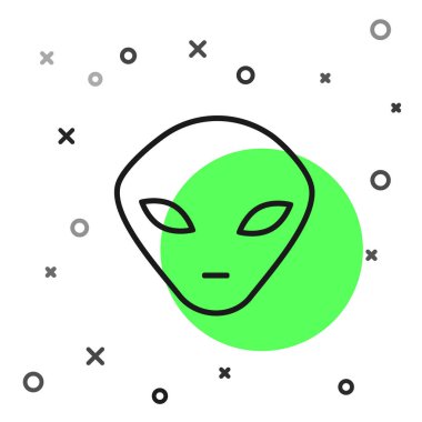 Siyah çizgi uzaylı simgesi beyaz arkaplanda izole edildi. Uzaylı yüzü ya da kafa sembolü. Vektör İllüstrasyonu