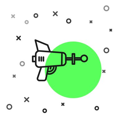 Siyah çizgi ışın tabancası ikonu beyaz arkaplanda izole edildi. Lazer silahı. Uzay silahı. Vektör İllüstrasyonu