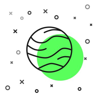 Siyah çizgi gezegen simgesi beyaz arkaplanda izole edildi. Vektör İllüstrasyonu