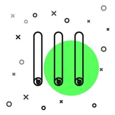 Siyah çizgi 3 rulo tarçın ikonu beyaz arka planda izole edildi. Aromatik baharat. Bulaşıklar için konserve. Yemek teması. Vektör İllüstrasyonu