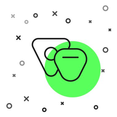 Beyaz arkaplanda siyah çizgi gitar seçimi simgesi izole edildi. Müzik aleti. Vektör İllüstrasyonu