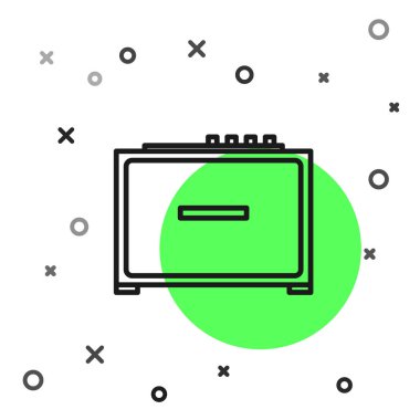 Siyah çizgi Gitar yükseltici simgesi beyaz arkaplanda izole edildi. Müzik aleti. Vektör İllüstrasyonu