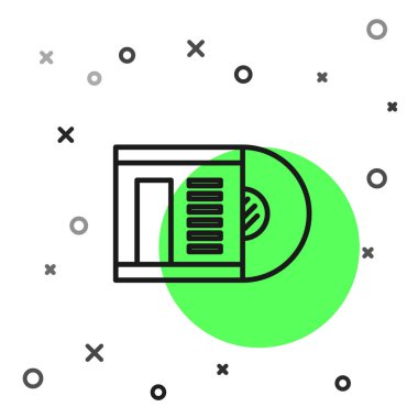 Siyah çizgi Vinil disk simgesi beyaz arkaplanda izole edildi. Vektör İllüstrasyonu