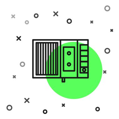 Siyah çizgi Müzik Teybi simgesi beyaz arkaplanda izole edildi. Taşınabilir müzik cihazı. Vektör İllüstrasyonu