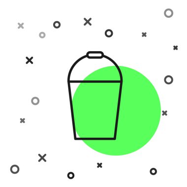 Beyaz arkaplanda siyah çizgi Bucket simgesi izole edildi. Vektör İllüstrasyonu