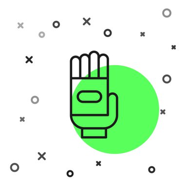 Siyah çizgi Bahçe eldiven simgesi beyaz arka plan üzerinde izole. Kauçuk eldiven işareti. Tarım el koruma, eldiven güvenliği. Vektör İllüstrasyonu