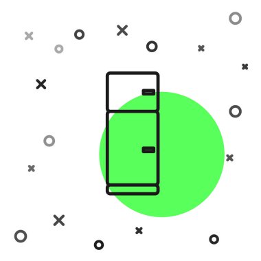 Siyah çizgi buzdolabı simgesi beyaz arkaplanda izole edildi. Buzdolabı buzdolabı. Ev aletleri ve aletler. Vektör İllüstrasyonu