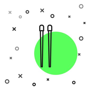 Siyah çizgi yemek çubukları simgesi beyaz arka planda izole edilmiş. Asya yemekleri için ahşap Çin çubukları. Doğulu aletler. Vektör İllüstrasyonu