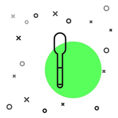 Siyah çizgi kaşık simgesi beyaz arkaplanda izole edildi. Mutfak aletleri. Çatal bıçak seti. Vektör İllüstrasyonu