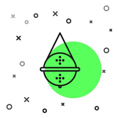 Siyah çizgi top çay süzgeci ikonu beyaz arkaplanda izole edilmiş. Vektör İllüstrasyonu