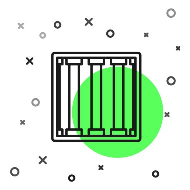 Siyah çizgi hapishane pencere simgesi beyaz arkaplanda izole edildi. Vektör İllüstrasyonu