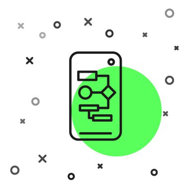 Beyaz arkaplanda siyah çizgi Algoritma simgesi izole edildi. Yapay Zeka koleksiyonundan algoritma sembolü tasarımı. Vektör İllüstrasyonu