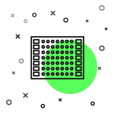 Siyah çizgi yazdırılmış Pcb simgesi beyaz arkaplanda izole edildi. Vektör İllüstrasyonu