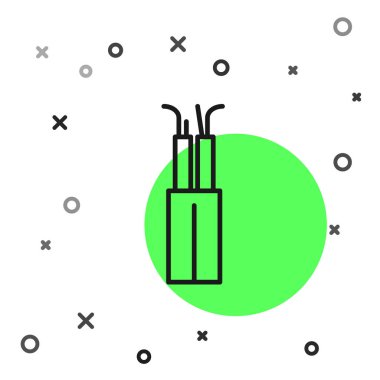 Siyah çizgi elektrik kablo simgesi beyaz arkaplanda izole edildi. Vektör İllüstrasyonu