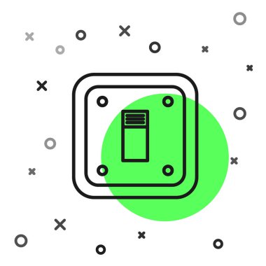 Siyah çizgi elektrik düğmesi simgesi beyaz arkaplanda izole edildi. Açık ve kapalı simgesi. Loş ışık düğmesi işareti. Enerji tasarrufu kavramı. Vektör İllüstrasyonu