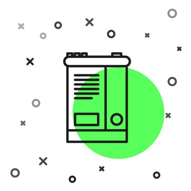 Siyah çizgili araba aküsü simgesi beyaz arkaplanda izole edildi. Akümülatör bataryası enerji ve elektrik akümülatörü bataryası. Vektör İllüstrasyonu